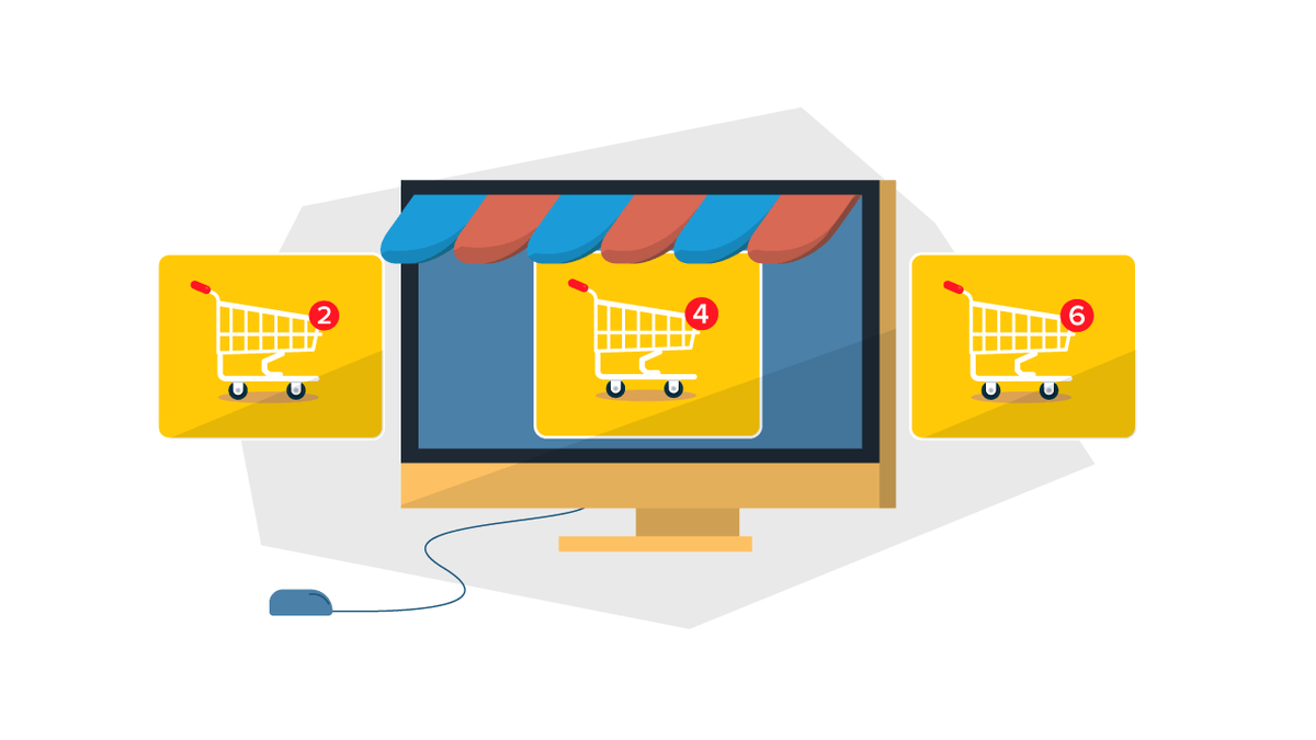 Storefronts with shopping cart