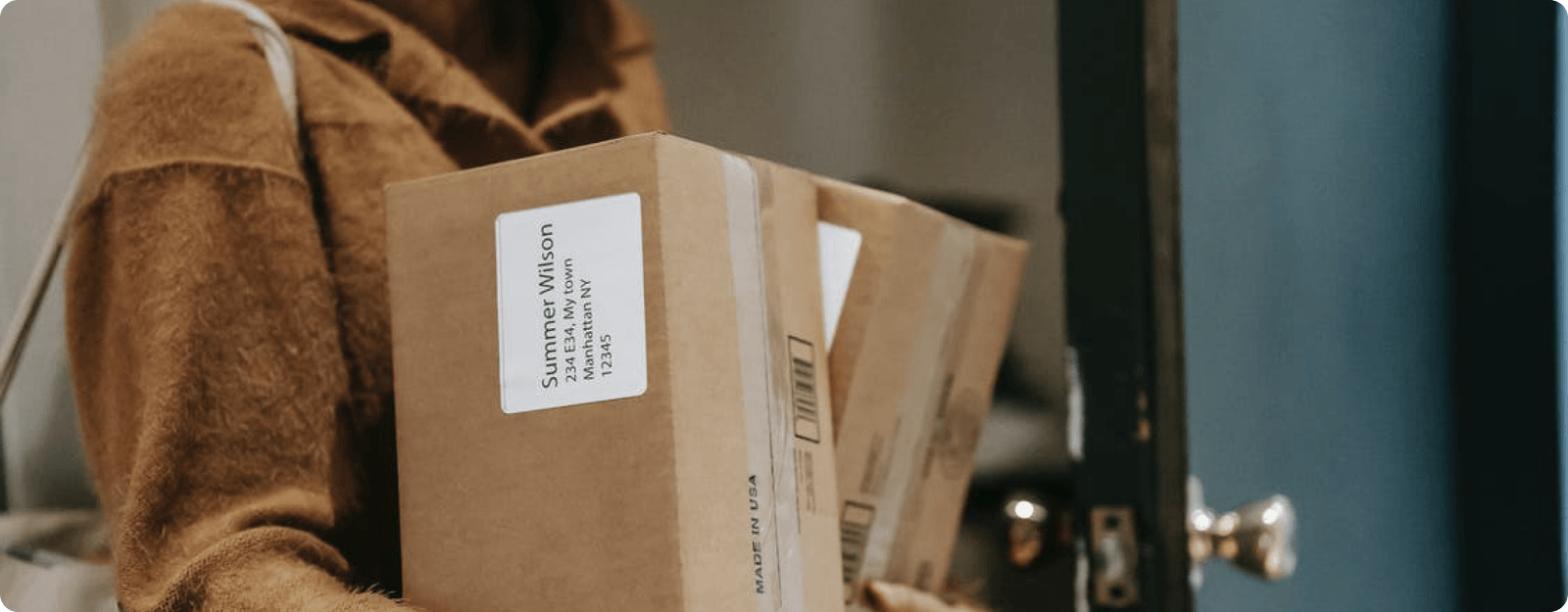 Box with shipping label