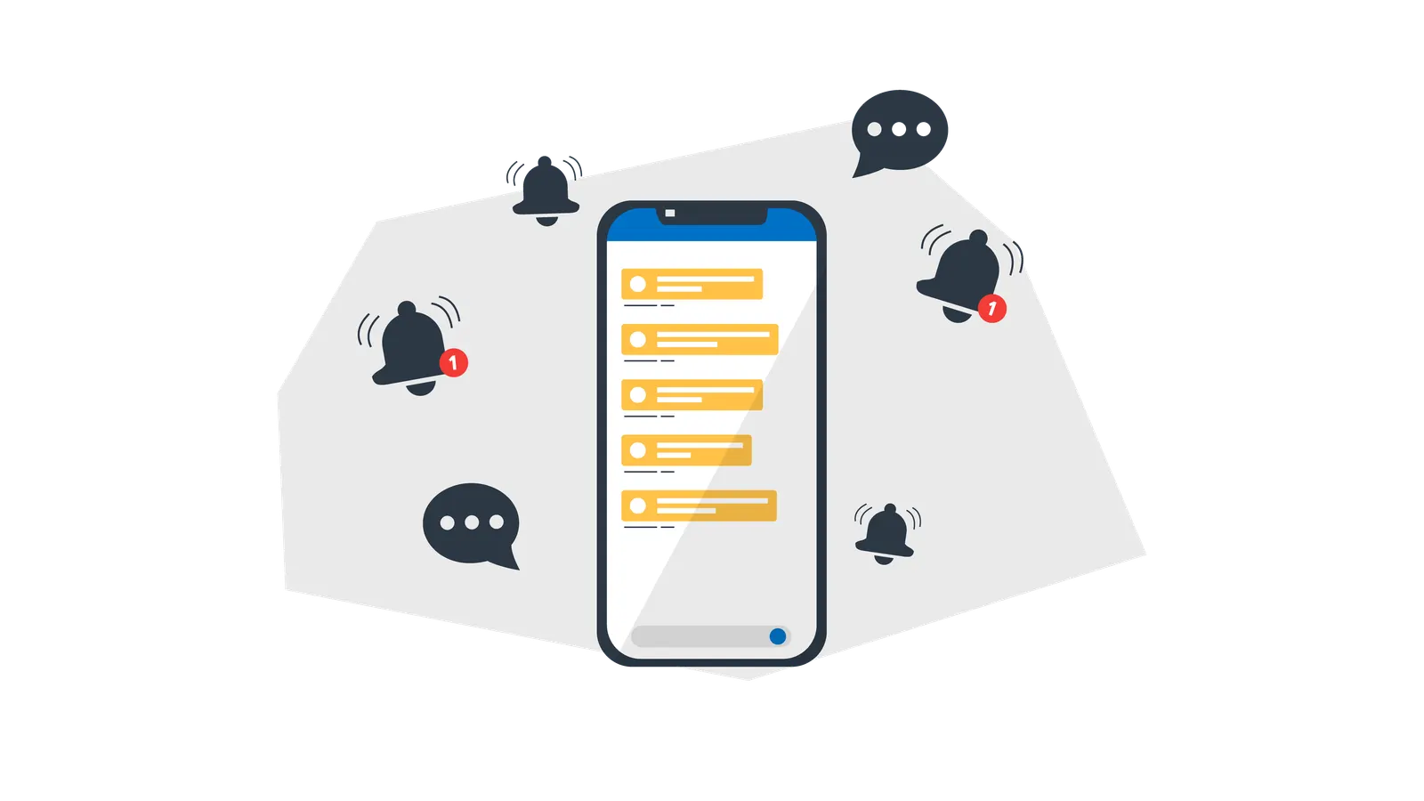 a mobile phone displaying messages and alerts