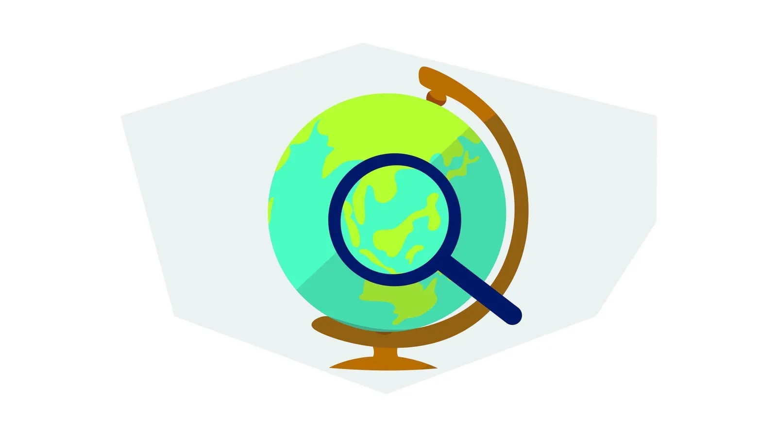 a magnifying glass on a globe