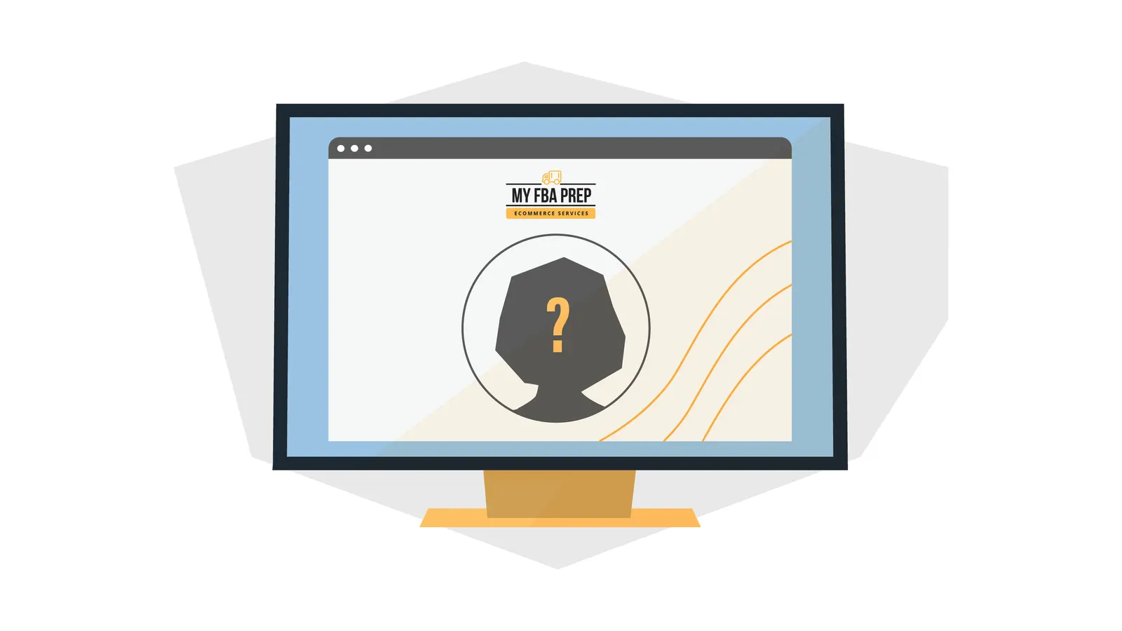 a computer screen showing a mystery person and a my fba prep logo