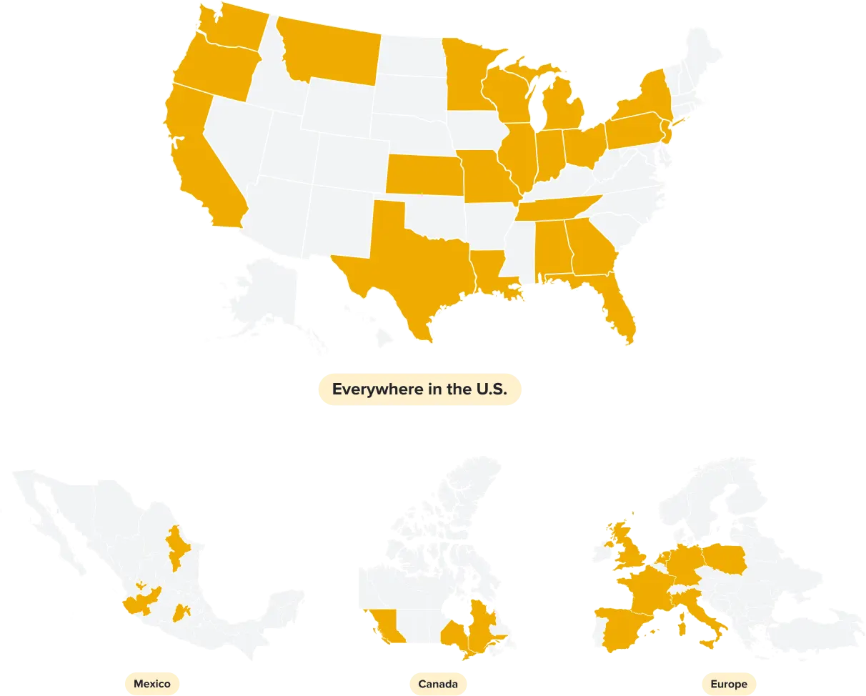 MyFBAPrep Warehouse locations map