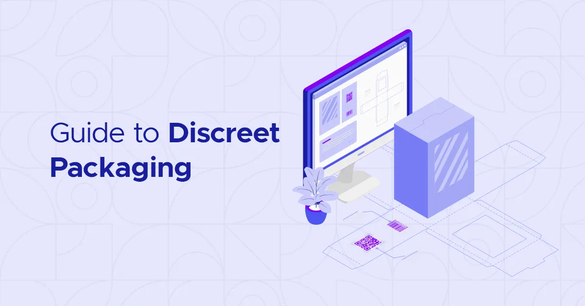 Guide to discreet packaging box in front of a computer screen