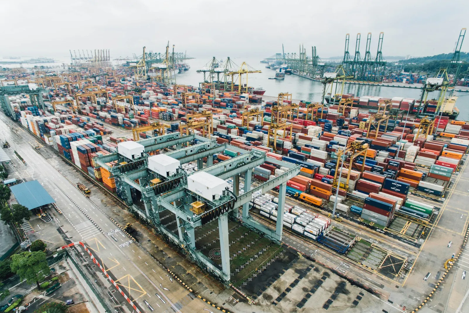 Freight cargo and containers on a dock