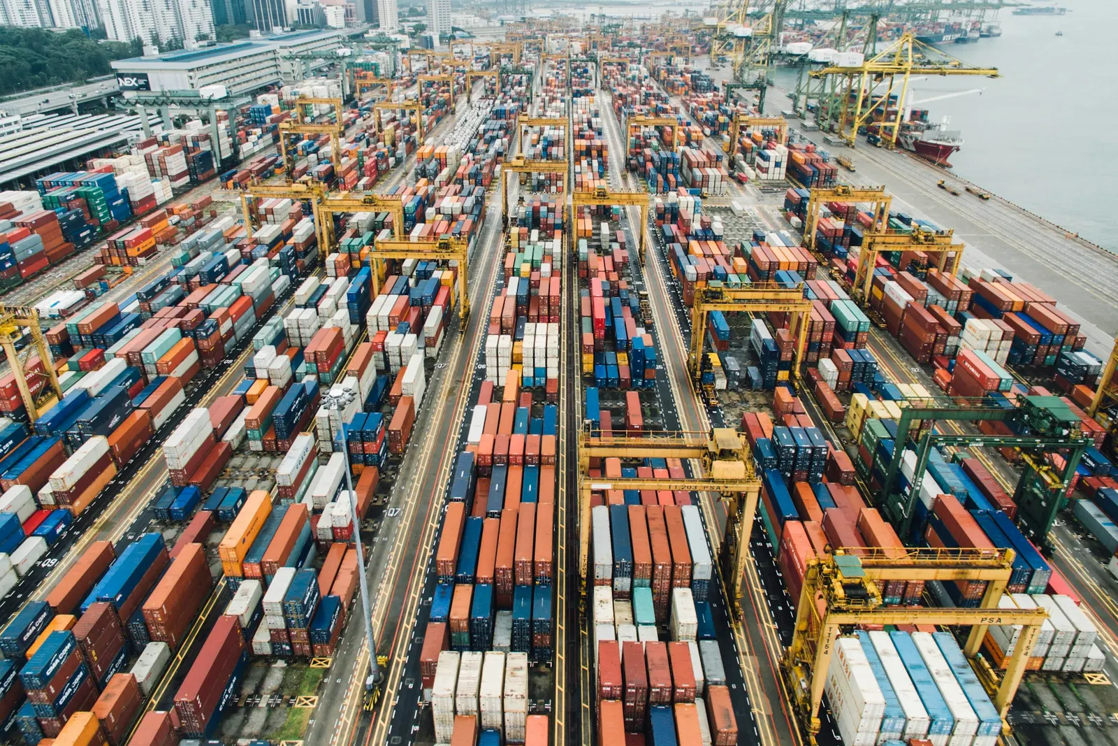 Shipping containers at a port